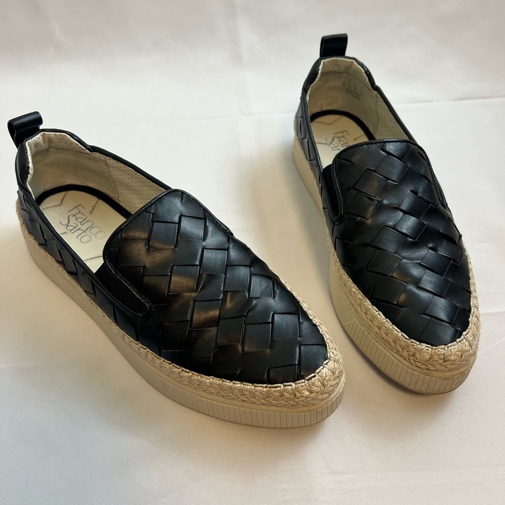 Franco Sarto Black Homer3 Woven Slip-On Espadrille Sneakers Women’s Size 9M